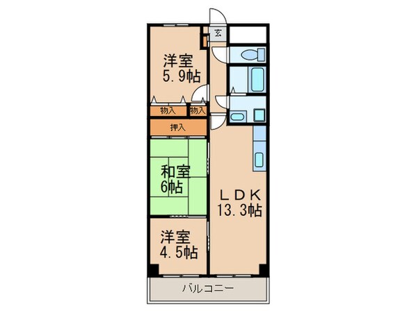 ﾗｲｵﾝｽﾞﾏﾝｼｮﾝ八事ｶﾞｰﾃﾞﾝ 壱番館の物件間取画像